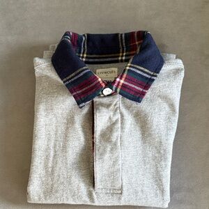 Crewcuts Heather Gray Shirt with Tartan Collar - Size XS